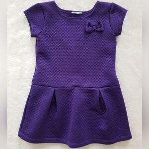 Purple Quilted Kids Dress with Bow Accent